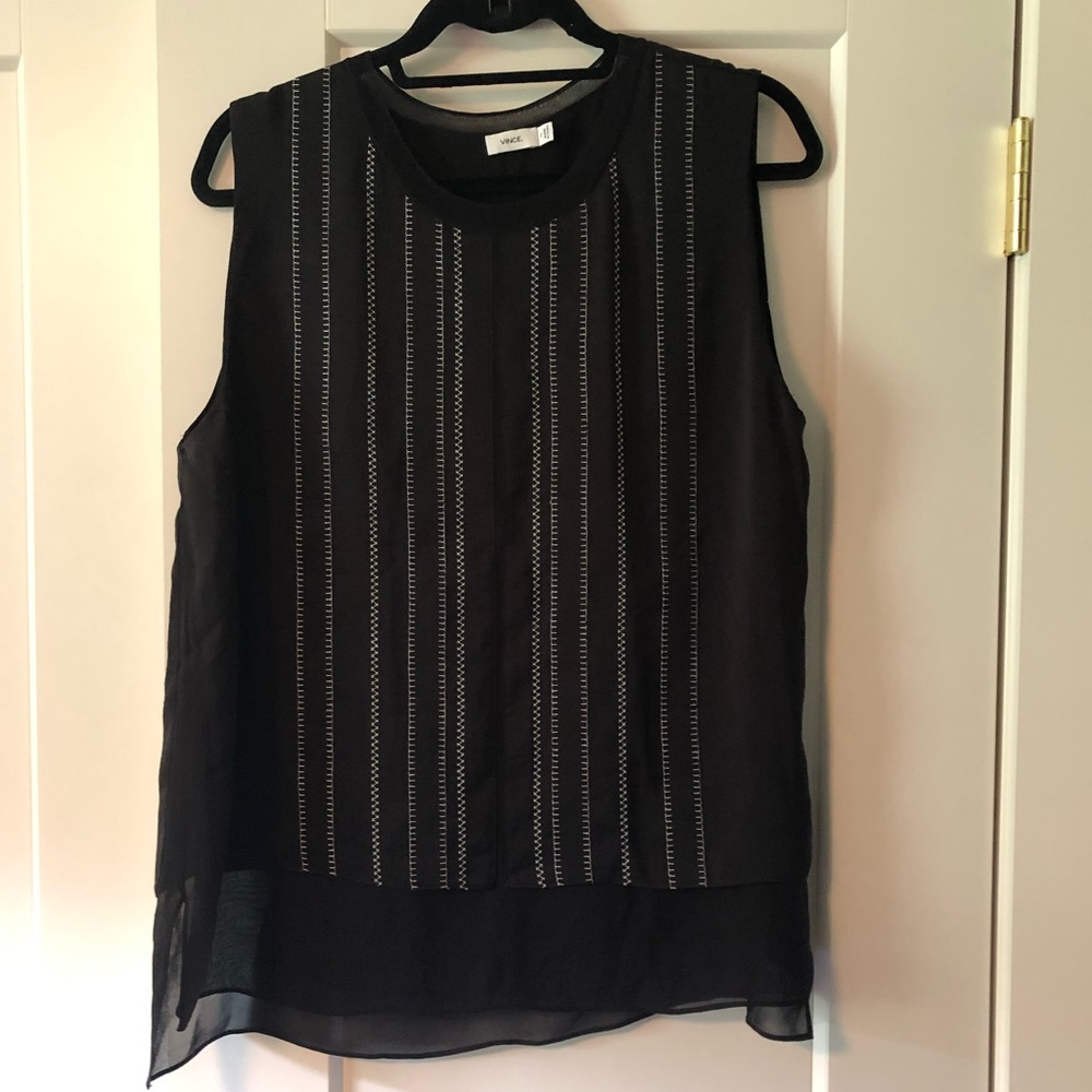 Vince XL blouse with white stitching details